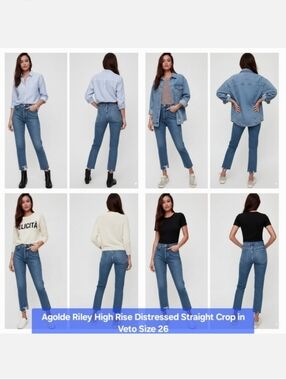 Agolde Riley High Rise Distressed Straight Crop in Veto Size 26